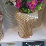 گلدان شیشه ای رنگ کرمی طرح ققنوس کد 45