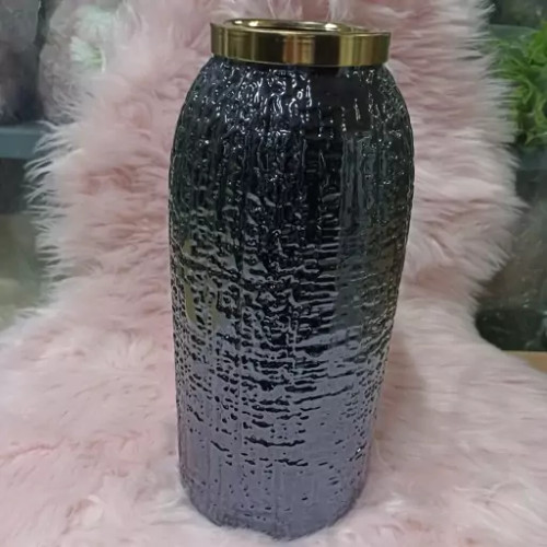 گلدان شیشه ای رنگ مشکی زبرا کد61