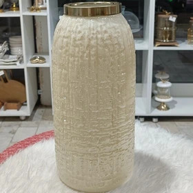 گلدان شیشه ای رنگ کرمی مدل زبرا کد64