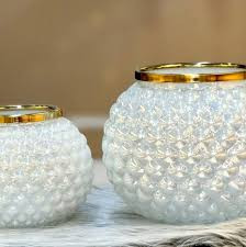 گلدان بلور شیشه ای رنگ سفید مدل ماه کوچک کد81