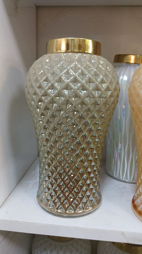 گلدان کمر باریک شیشه بلوری مدل کاج کد103