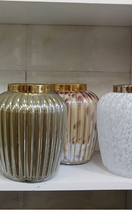 گلدان  شیشه ای  مدل سنگی طرح خطی تپل کد147