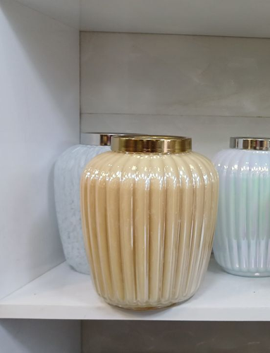 گلدان شیشه ای مدل قلکی طرح خطی خطی تپل کد 150