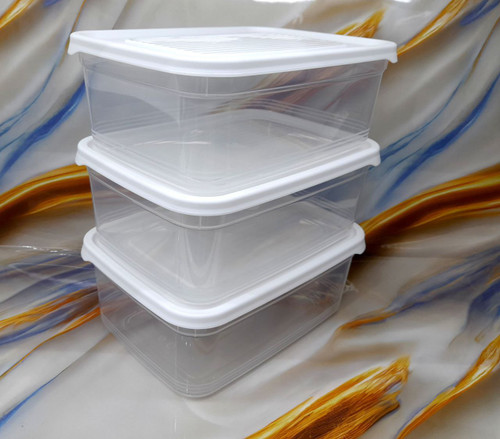 ظرف 3 عددی پلاستیکی مدل اسمان رنگ سفید 1/6 لیتری کد 219