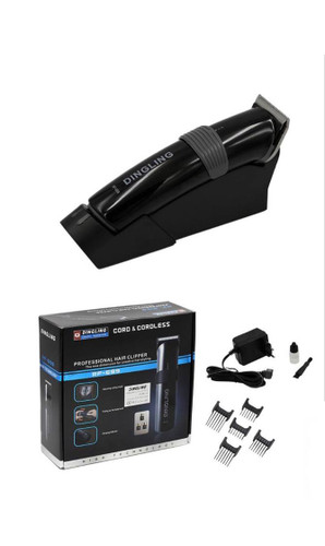 دینگ لینگ اصلی 699 سه باطری مشکی شارژ و برق مستقیم تیغه استیل ضدزنگ دارای پایه شارژر و پک شانه سفارش تاهوما اصلی