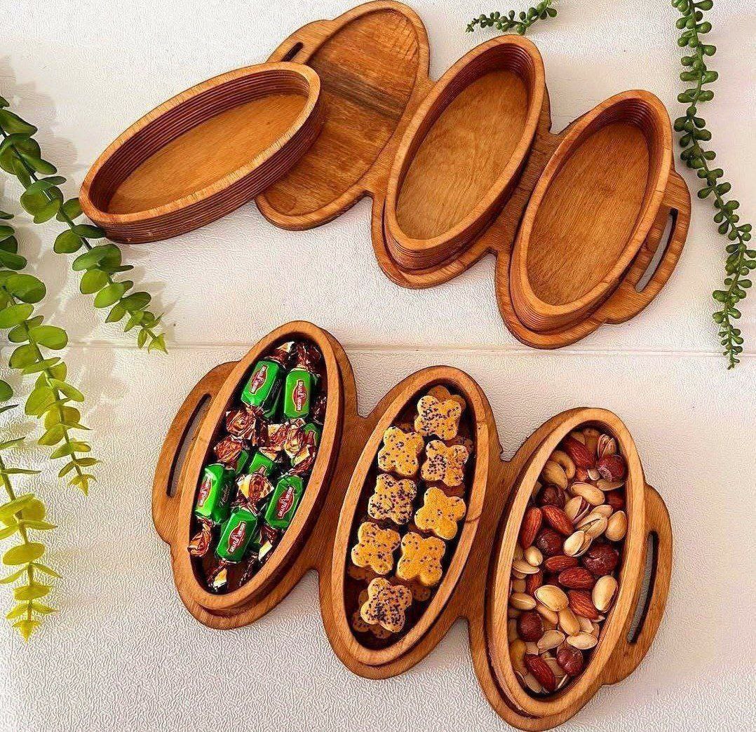 اردوخوری دوبل مستطیل بیضی مناسب سرو مزه، تنقلات و دسر طراحی شیک و کاربردی برای پذیرایی در مهمانی‌ها و دورهمی‌ها کد 178