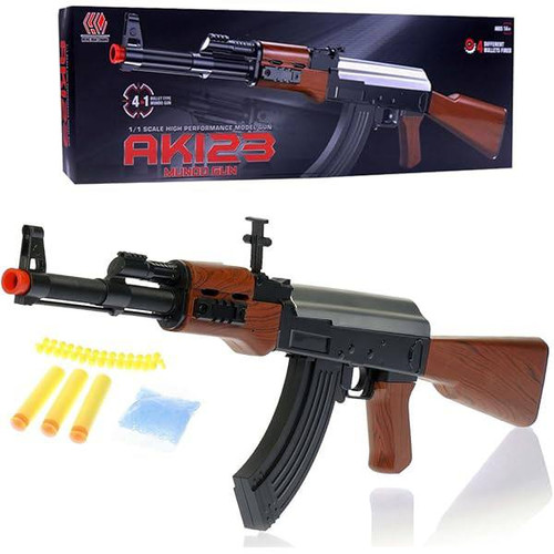 تفنگ 4 کاره کلاشینکف AK47 با 3 مدل تیر پرتابی ( ابری ) ( تیر ژله ای ) ( ساچمه ای نرم ) خارجی اصلی کیفیت بالا ارسال فوری