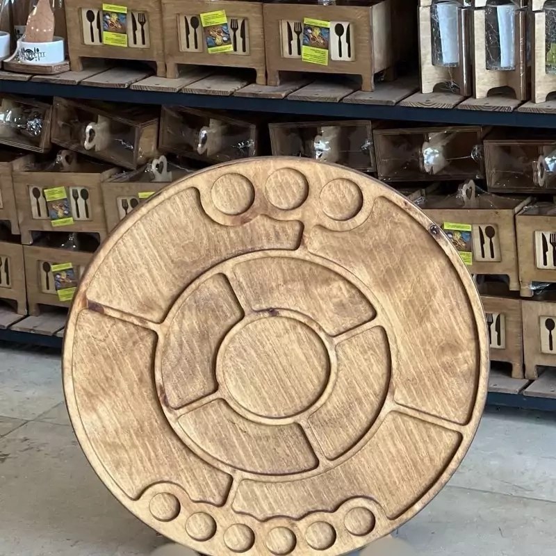 سینی مزه 50 سانتی متری 9 نفره جای شات و مزه خوری چوبی خالص مناسب مهمانی و دورهمی ها ارسال فوری تعداد محدود