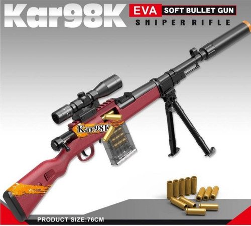 تفنگ اسنایپر تک تیر انداز پوکه پران 80 سانتی متری مدل جنگ جهانی ارتش آلمان Kar98 کیفیت بالا پوکه پران تیر ابری ارسال فوری پنجاه درصد تخفیف فقط تا ۳۹ آبان