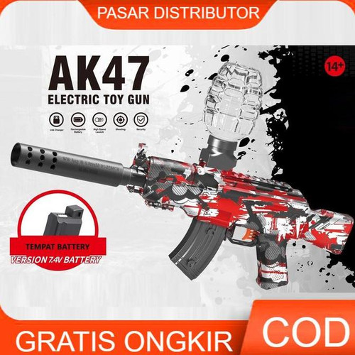 تفنگ تیر ژله ای Ak47 مشکی رگباری Ak47 شارژی فلش دارر و ساده کیفیت بالا ارسال فوری