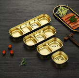 مزه خوری استیل طلایی و نقره ای مربع 2 دو خانه استیل خالص 304کد749