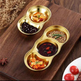 مزه خوری استیل طلایی و نقره ای دایره گرد مدل چهار 4 خانه استیل خالص 304کد749