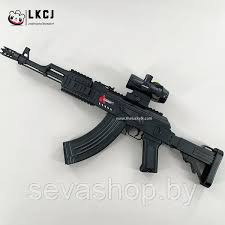 تفنگ تیر ژله ای شارژی رگباری AK47 کلاشینکف مشکی دوربین دار جشنواره عید تا عید پنجاه درصد تخفیف +هدیه