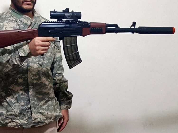 تفنگ پوکه پران کلاشینکف Ak47 دوربین دار حرفه ای 1 متری خشاب بزرگ شرکت Eva