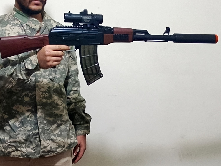 تفنگ پوکه پران کلاشینکف Ak47 دوربین دار حرفه ای 1 متری خشاب بزرگ شرکت Eva