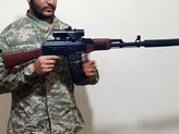 تفنگ پوکه پران کلاشینکف Ak47 دوربین دار حرفه ای 1 متری خشاب بزرگ شرکت Eva