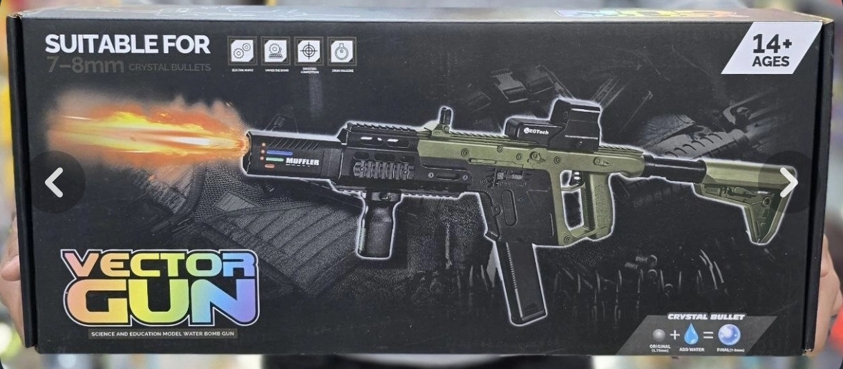 تفنگ وکتور vactor gun تیر ژله ای رگباری دوربین زوم دالیشن رنگی نوری دود زا با گریپ و قابلیت تنظیم گنداق ارسال فوری و رایگان